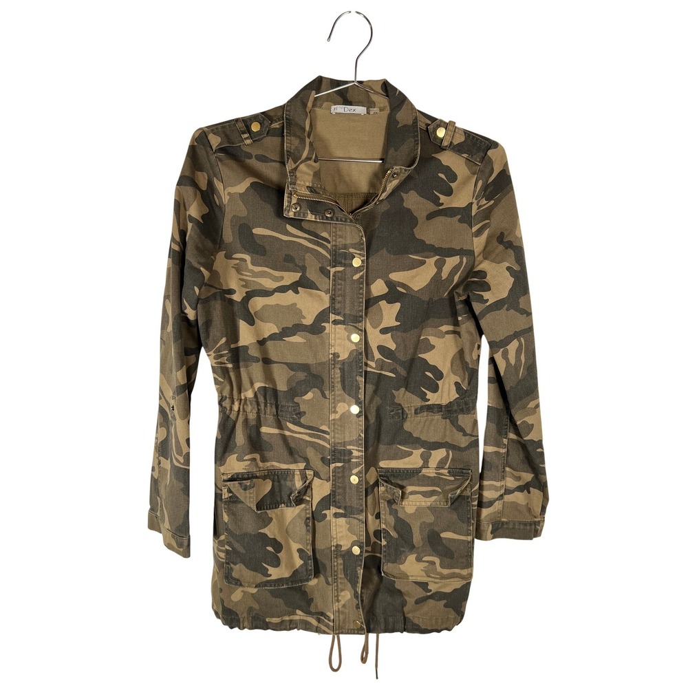 Dex Camo Utility Jacket Green Brown Camouflage Field Coat Cotton Small S/P